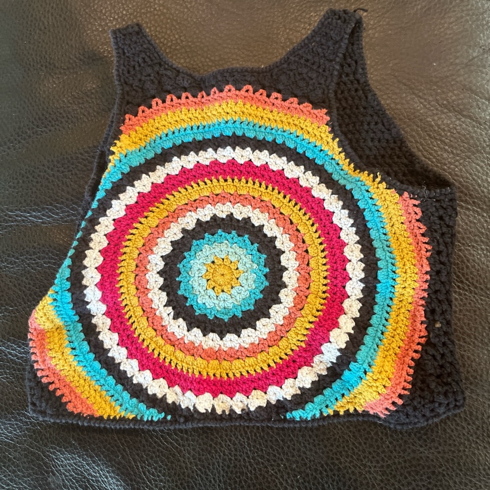 Multicolored crochet crop top size M